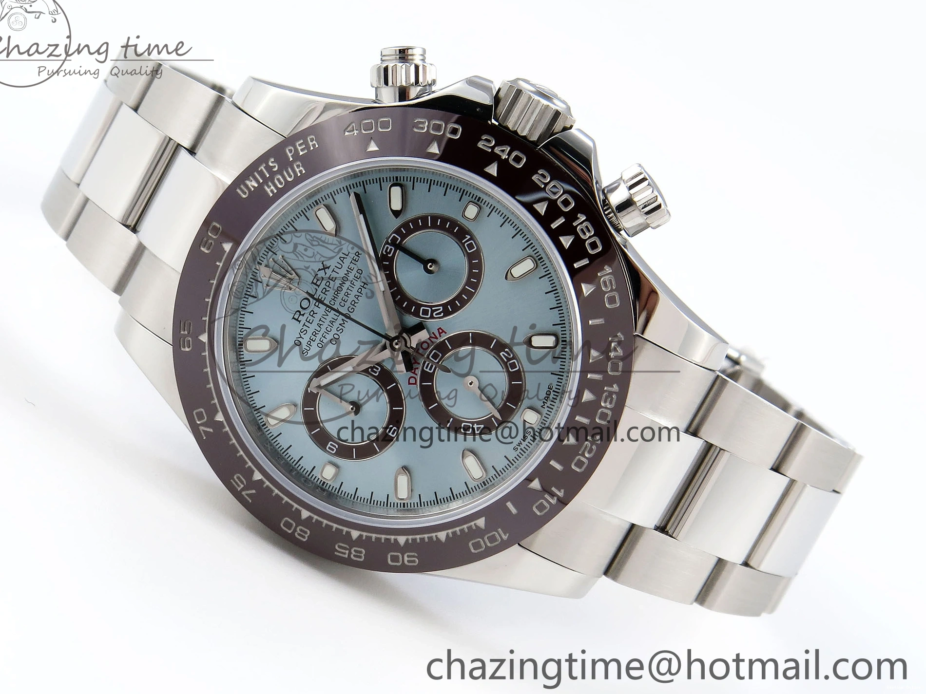 0418 TimelessDesign DAYTONA 116506 SS OMF BEST EDITION ICE BLUE DIAL ON SS BRACELET A7750 (SLIM MOVEMENT) 1811